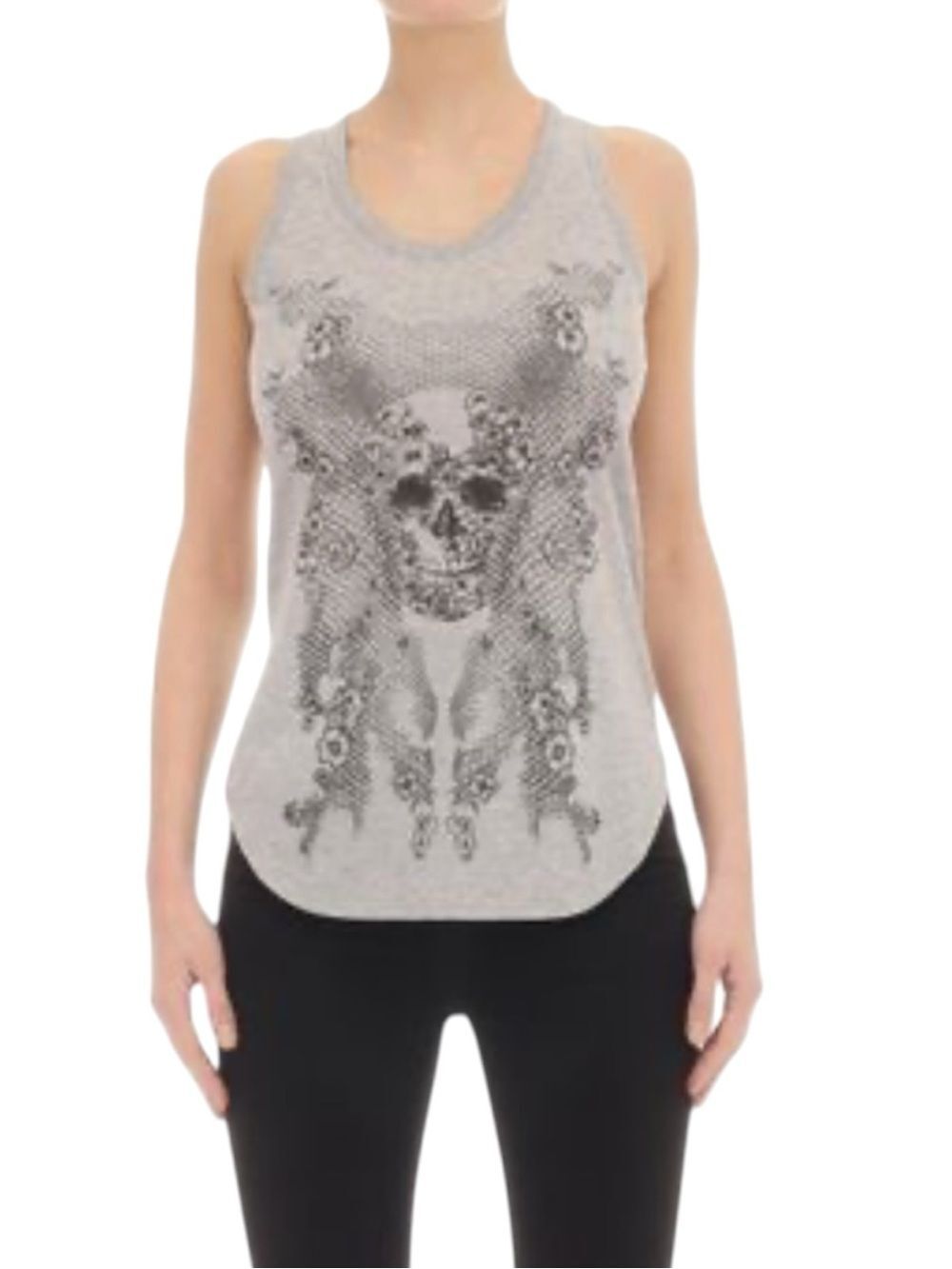 Alexander McQueen Y2K Grey Skull Print Vintage Tank Top